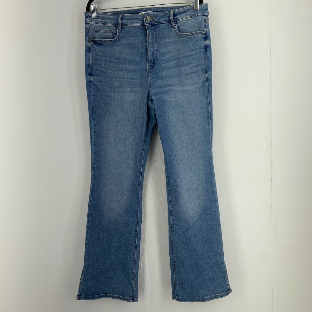 Western Cowgirl Rodeo Indie Boho High Rise Bootcut Jeans Sz 14 Side Slit Hem